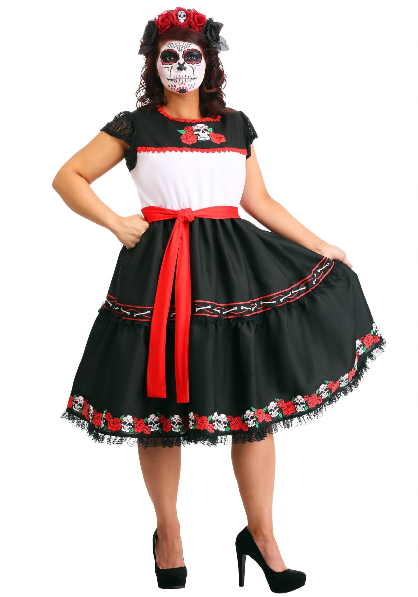 Caveira Mexicana Fantasia De Halloween Feminina - NAZAEDU