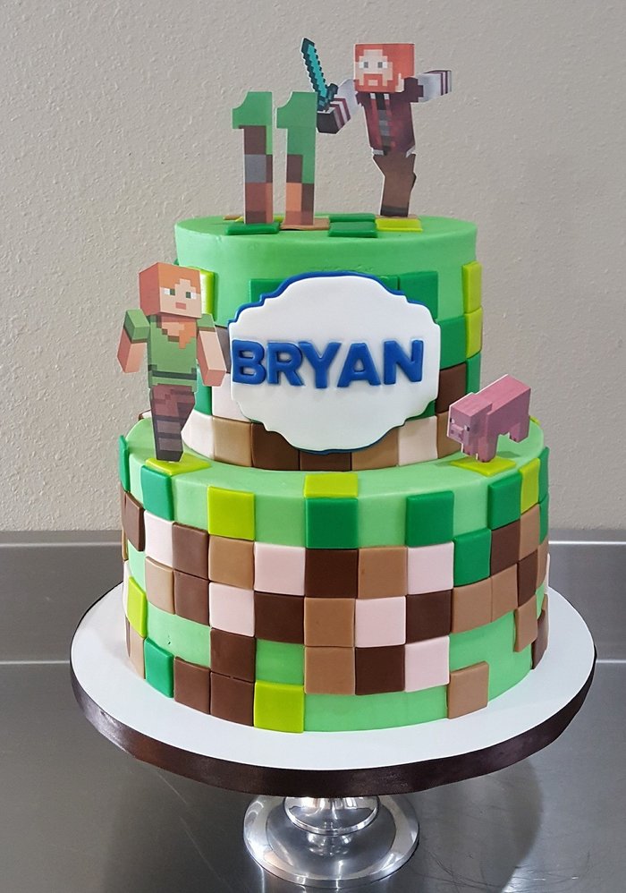 Beliciosos - Bolo de aniversário - tema minecraft