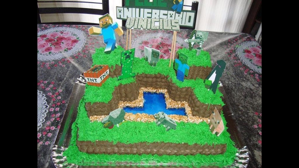 Beliciosos - Bolo de aniversário - tema minecraft