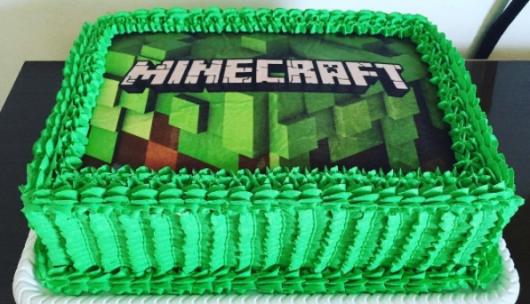 bolo minecraft papel de arroz