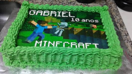 bolo minecraft papel de arroz