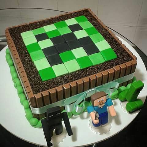 bolo minecraft quadrado #bolodecorado #bolominecraft