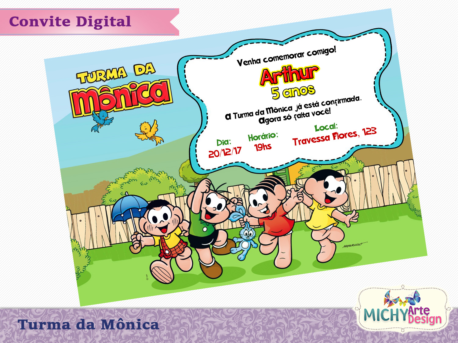 convites de aniversario turma da Mônica