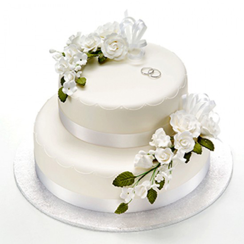 bolo de noivado com flores