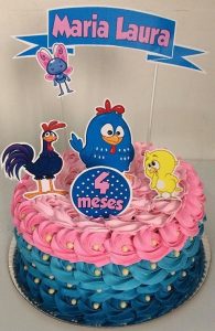 bolo galinha pintadinha rosa e azul