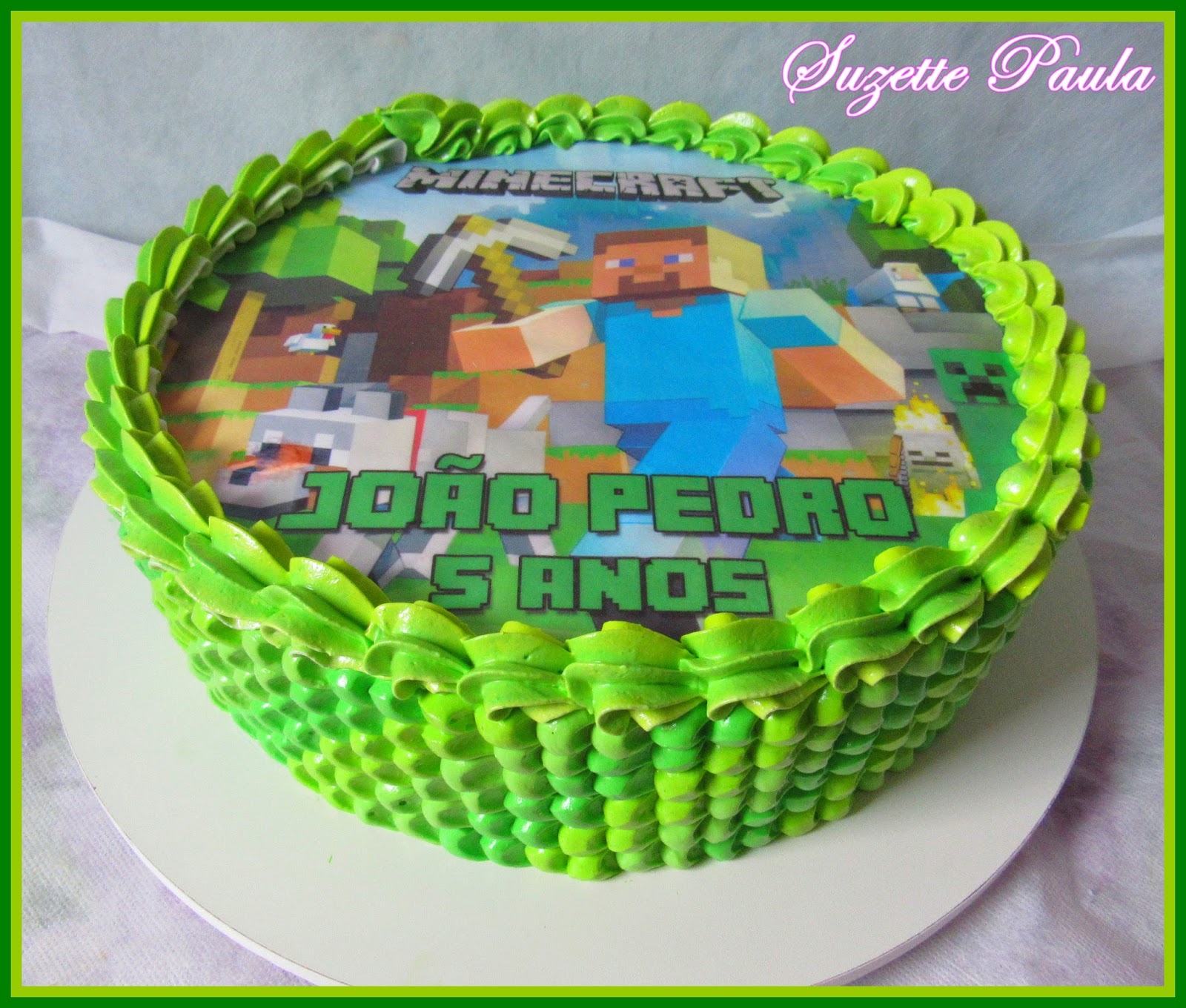 bolo decorado papel de arroz  Festa de aniversário minecraft, Bolo  minecraft, Convite de aniversario minecraft