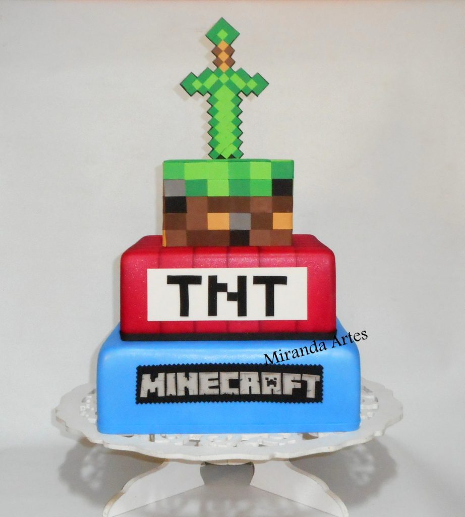 Bolo de Pasta Americana: Bolo Minecraft TNT quadrado de Pasta