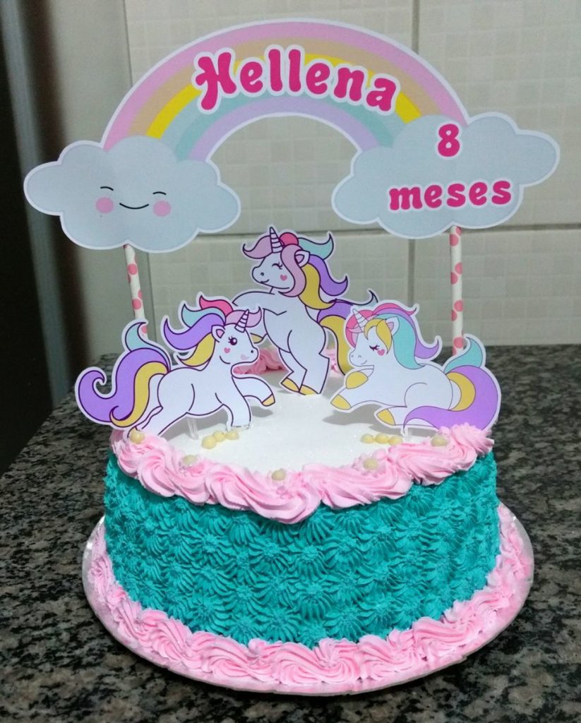 bolo unicornio com topper