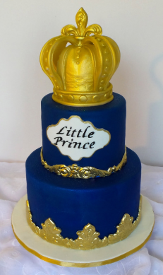 bolo azul com dourado