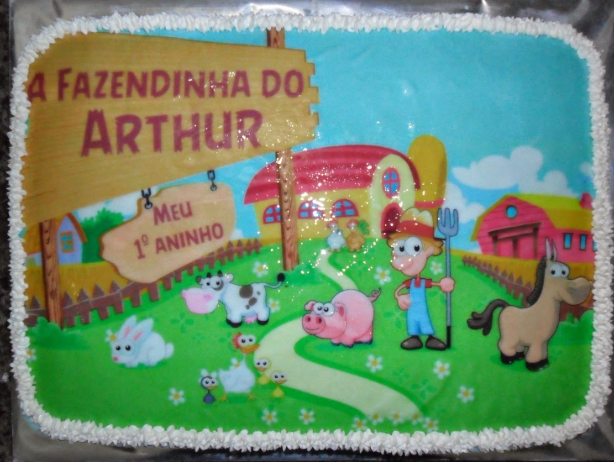 bolo fazendinha papel arroz