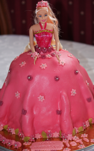 pink barbie cake