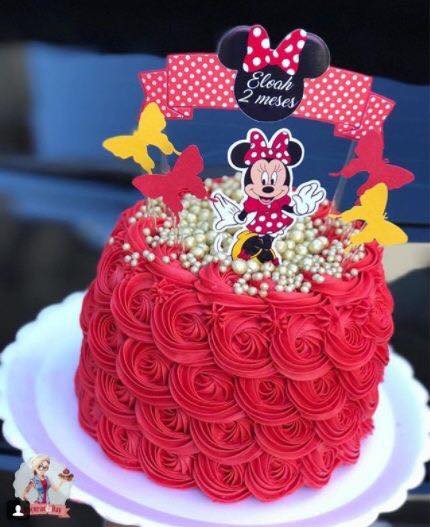 bolo da minnie com chantilly/glacê