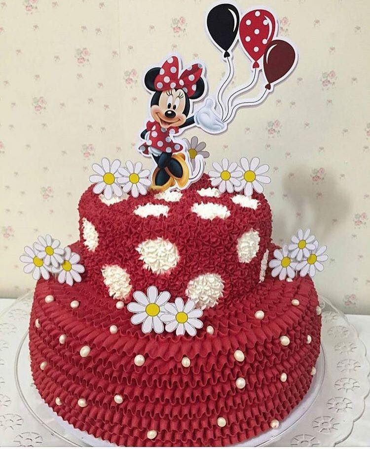 bolo da minnie com chantilly/glacê