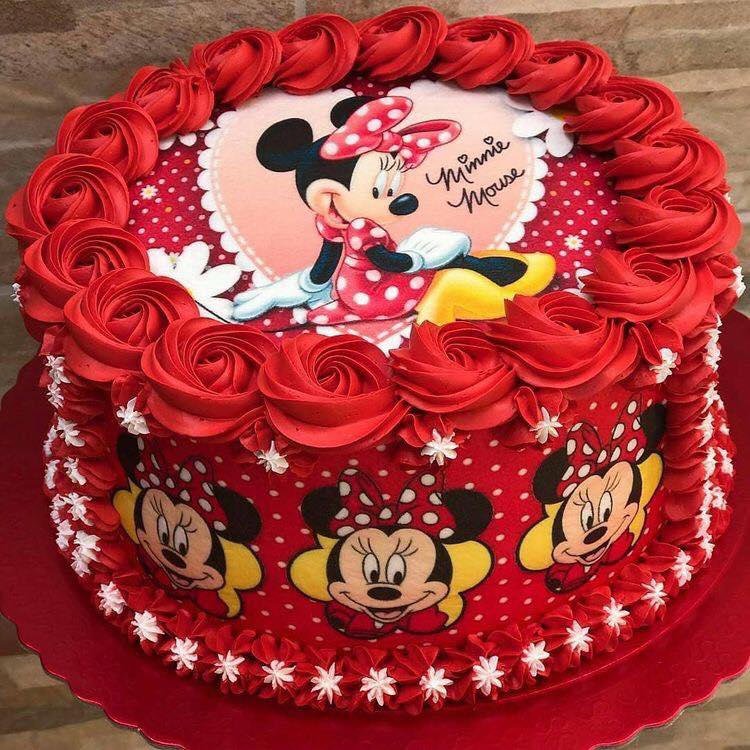 bolo da minnie com papel de arroz