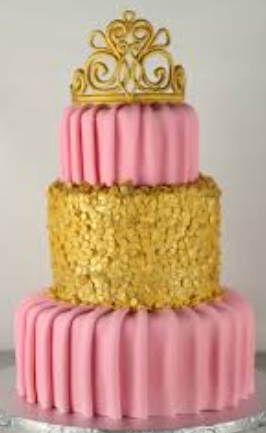 Bolo de 15 anos rosa com dourado