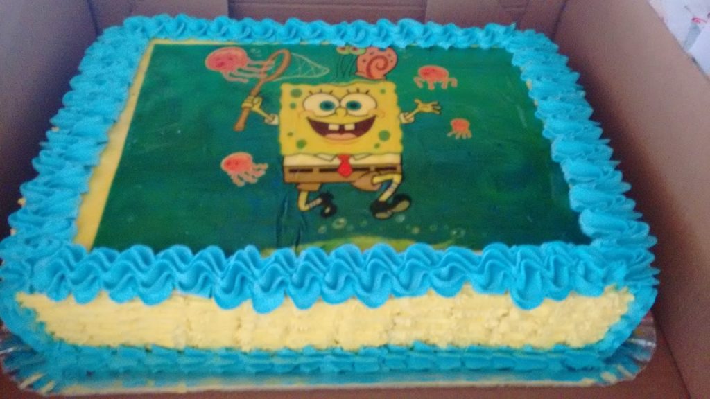 bolo do bob esponja com papel arroz