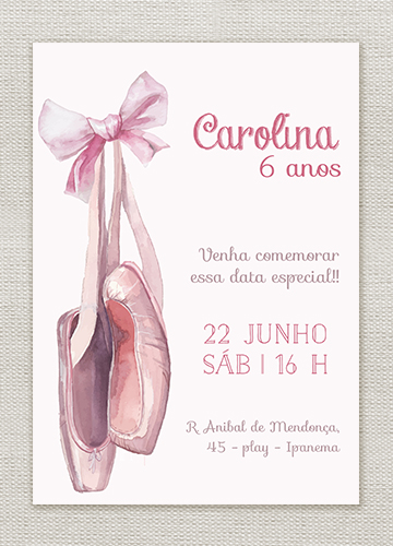 Convite de aniversário de bailarina