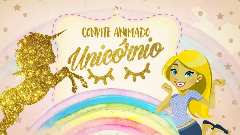 convite de unicórnio animado