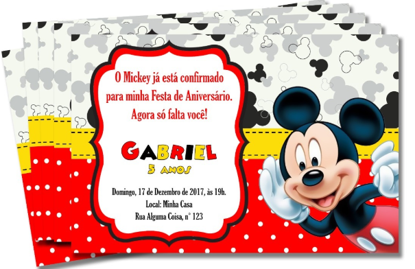 Convite de aniversário do mickey