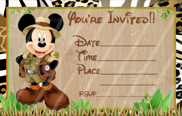 Convite mickey safari