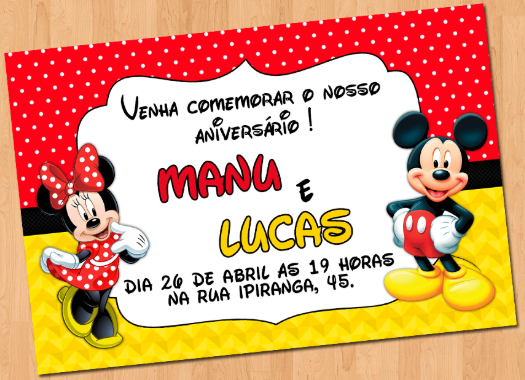 Convite de aniversário do mickey