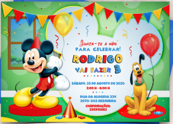 Convite de aniversário do mickey