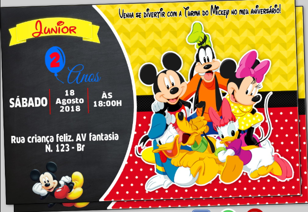 Convite turma do mickey