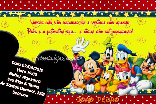 Convite turma do mickey