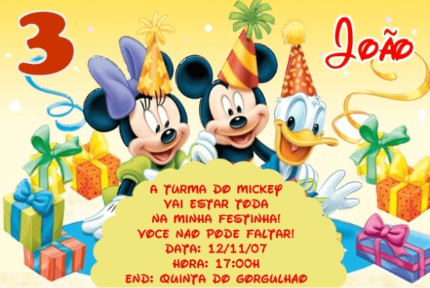 Convite turma do mickey