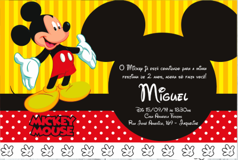 Convite de aniversário do mickey