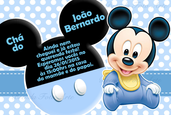 Convite de chá de fraldas do mickey