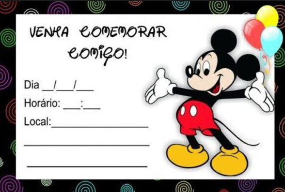 Convite de aniversário do mickey