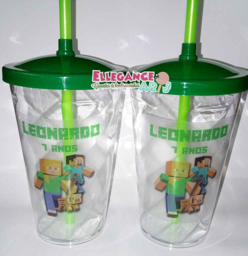 lembrancinha minecraft copo