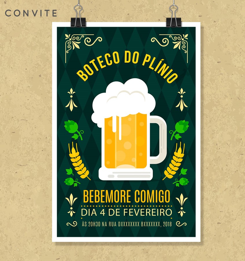 convite de festa de boteco