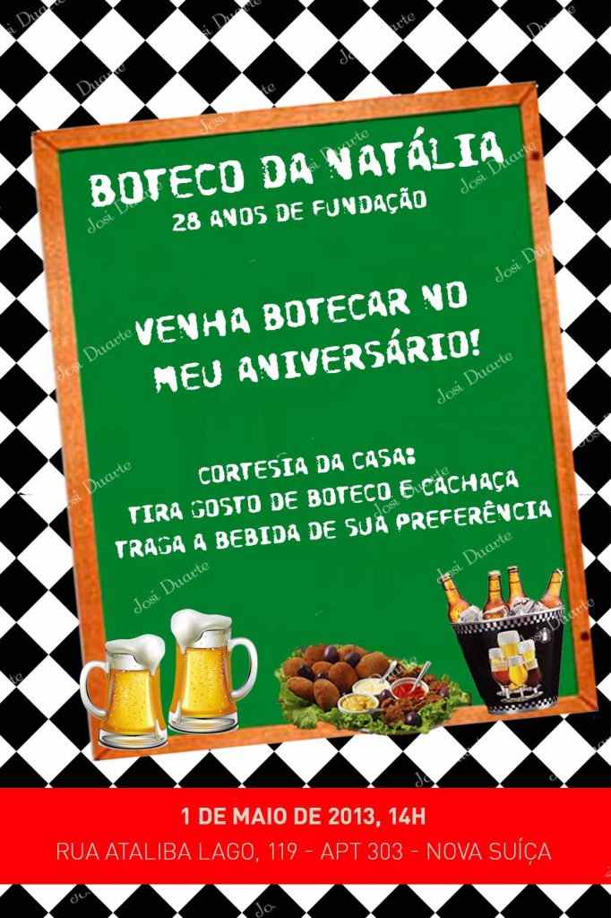 convite de festa de boteco