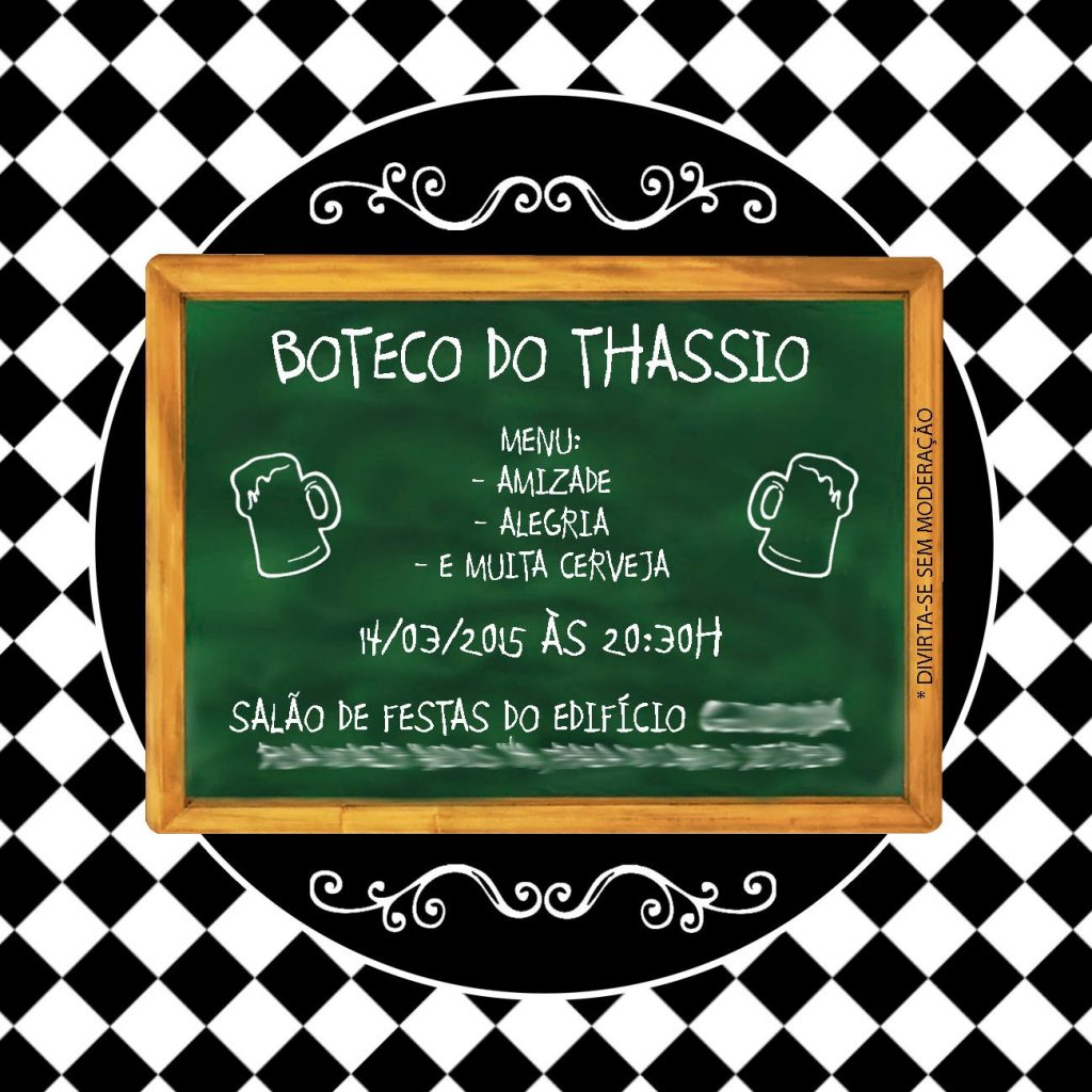 convite de festa de boteco