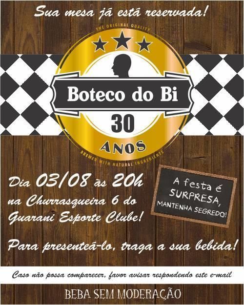 convite de festa de boteco