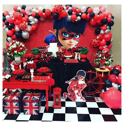 Visite o post para mais.  Anime miraculous ladybug, Decoração de  aniversario ladybug, Aniversário ladybug