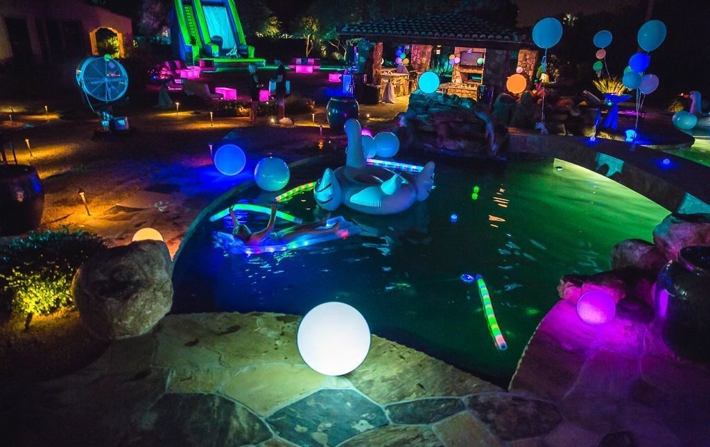 neon party at the pool