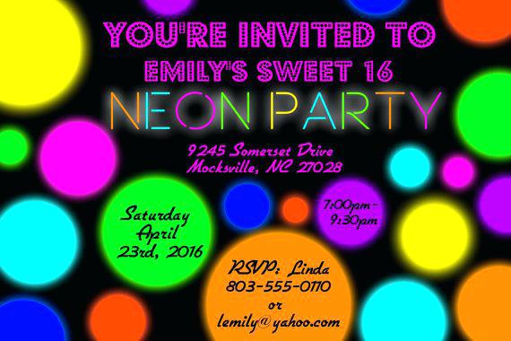 convite festa neon