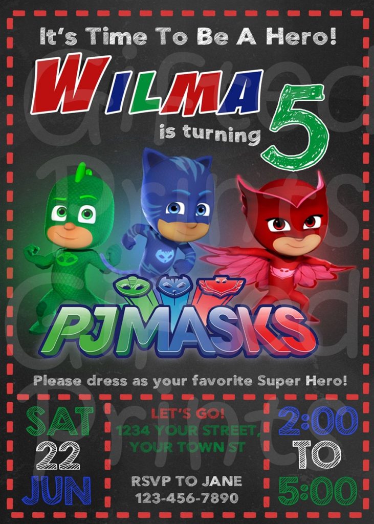 convite festa infantil pj masks