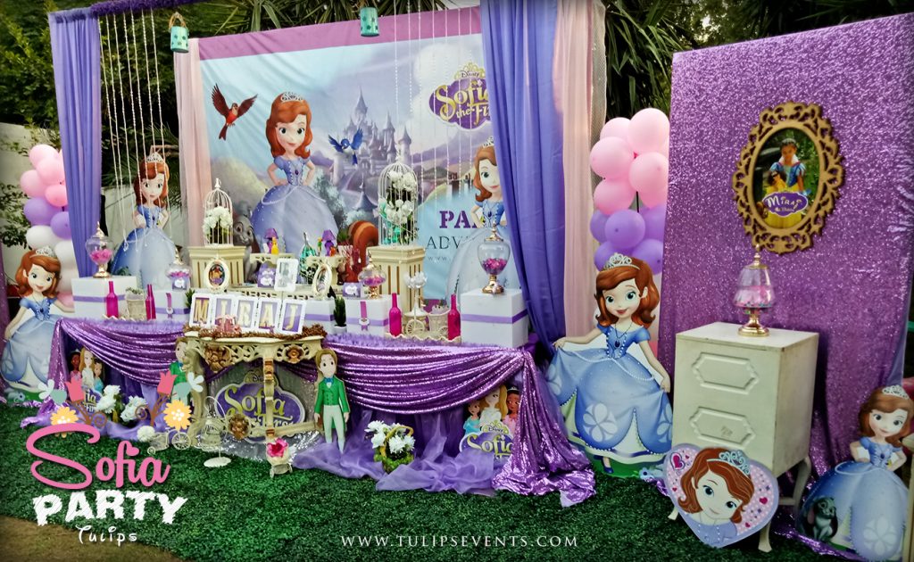 decoração de festa da princesa sofia