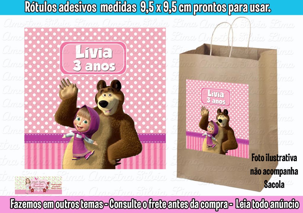 Lembrancinhas sacolinha Masha e o Urso