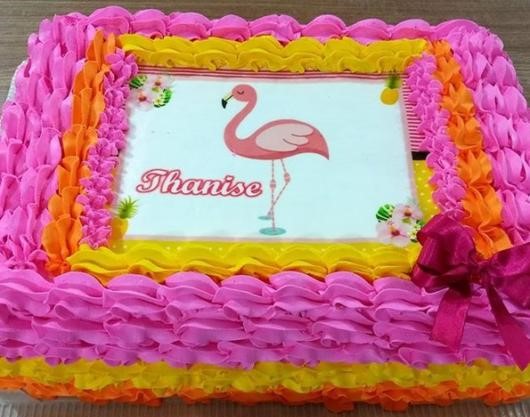 bolo flamingo papel arroz