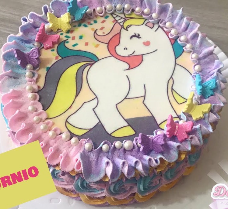 bolo unicornio chantilly papel arroz