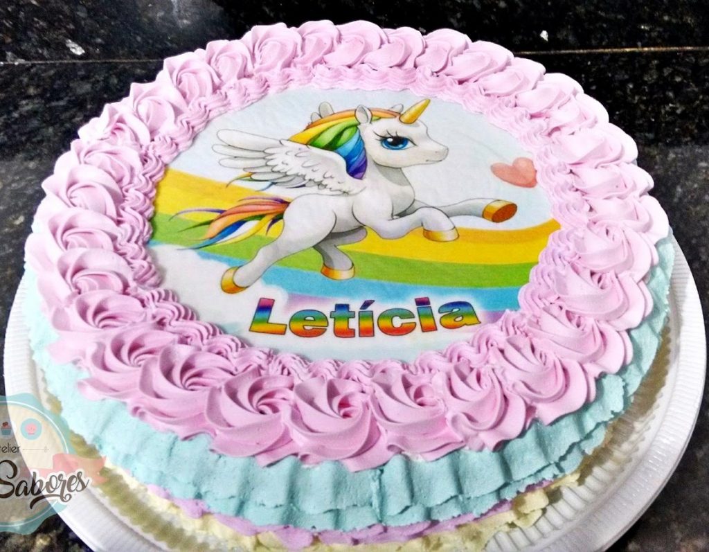 bolo unicornio chantilly papel arroz