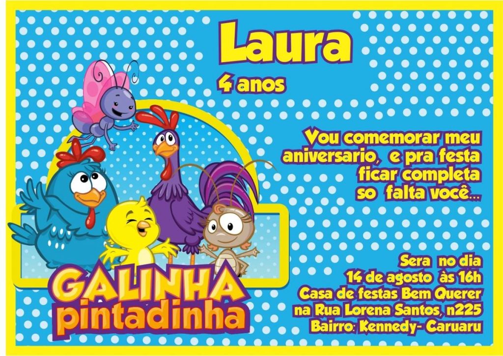 convite festa galinha pintadinha