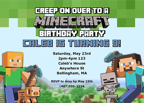 convite festa minecraft