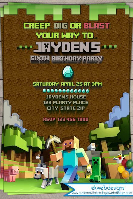 convite festa minecraft