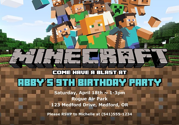 convite festa minecraft